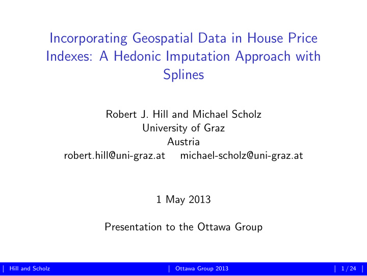 incorporating geospatial data in house price indexes a