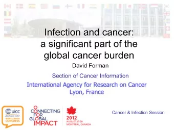 Infection and cancer:  a significant part of the  global cancer burden  David Forman  Section of