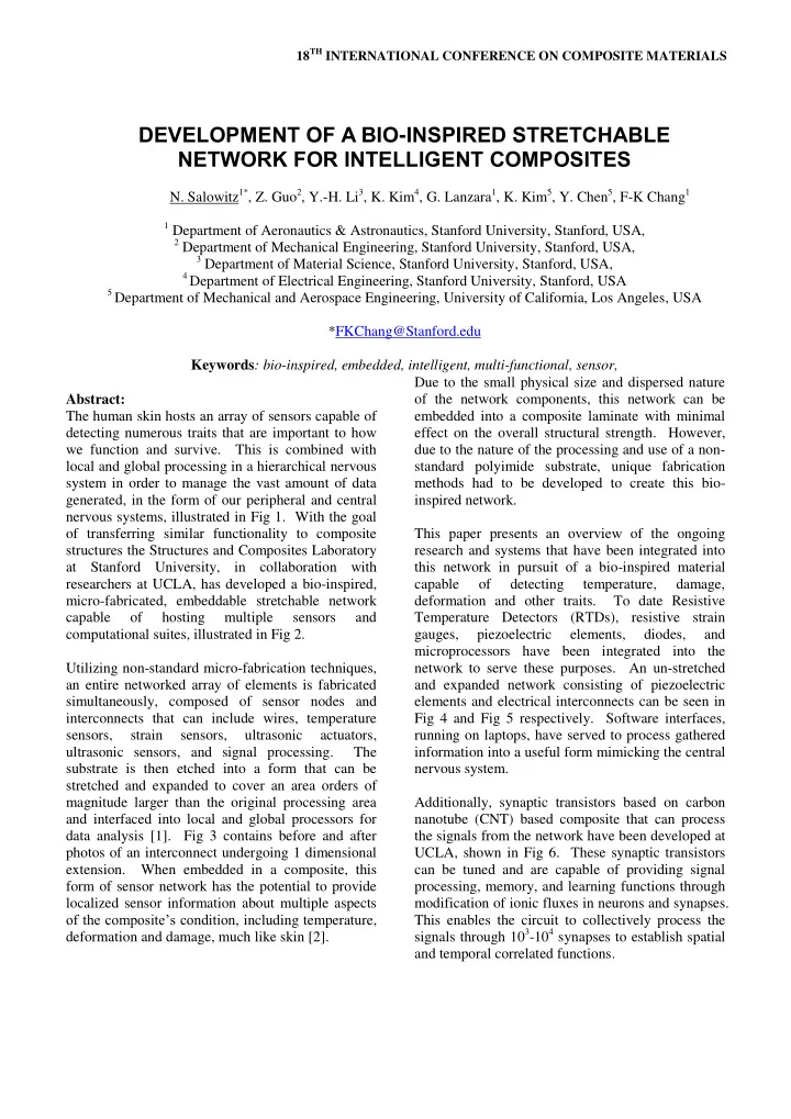 development of a bio inspired stretchable network for