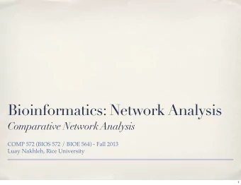 Bioinformatics: Network Analysis  Comparative Network Analysis  COMP 572 (BIOS 572 / BIOE 564) -