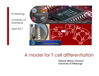 A model for T cell differentiation  Natasa Miskov-Zivanov  University of Pittsburgh