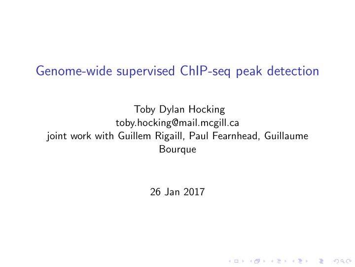 genome wide supervised chip seq peak detection