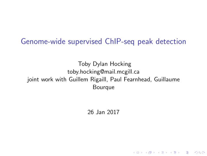 genome wide supervised chip seq peak detection
