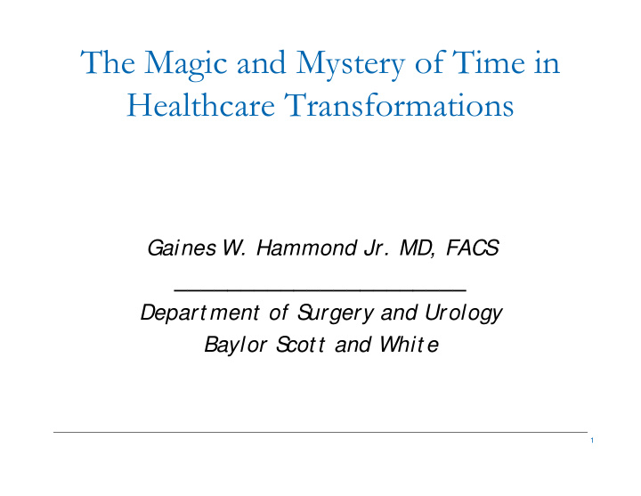 the magic and mystery of time in healthcare