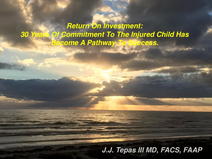 return on investment 30 years of commitment to the