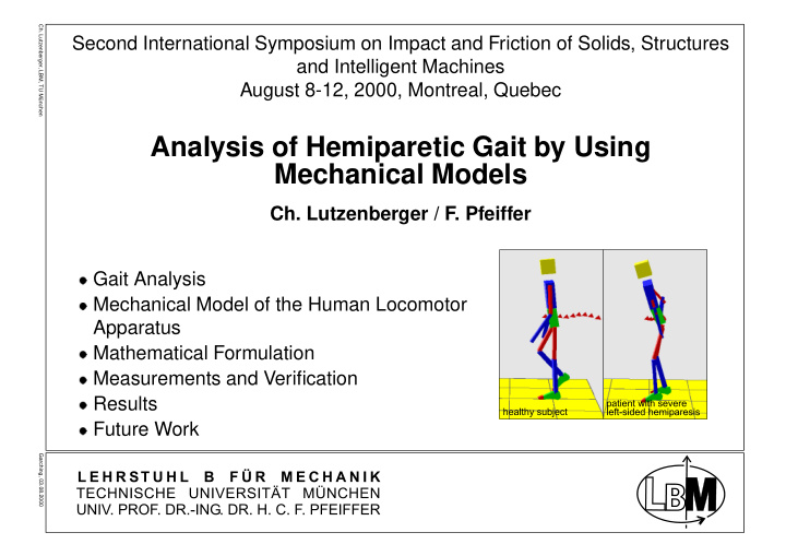 analysis of hemiparetic gait by using mechanical models
