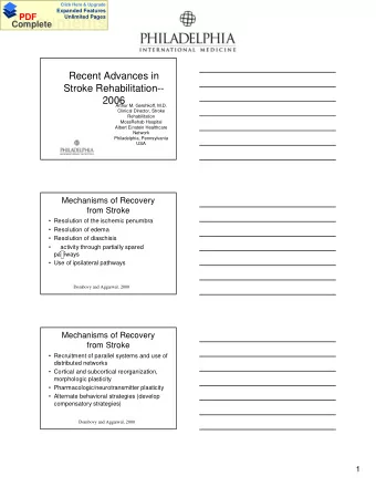 Documents  Complete  Recent Advances in  Stroke Rehabilitation--  2006  Arthur M. Gershkoff, M.D.