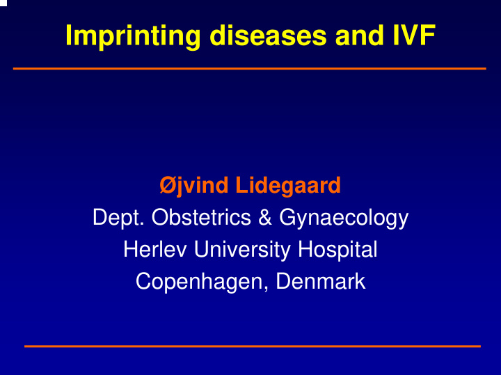 imprinting diseases and ivf