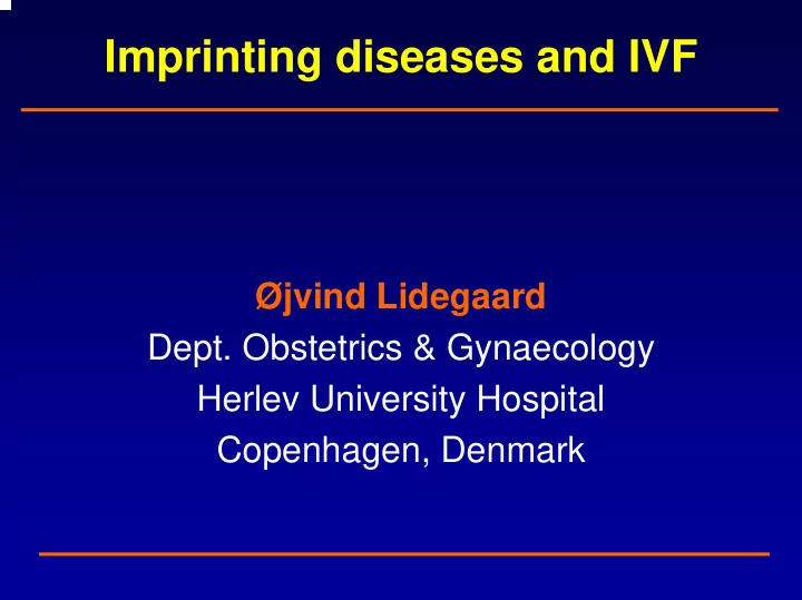 imprinting diseases and ivf