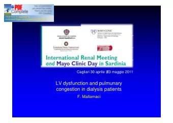 LV dysfunction and pulmunary  congestion in dialysis patients  F. Mallamaci Death rate (1 year)