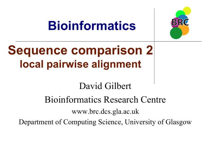 bioinformatics sequence comparison 2