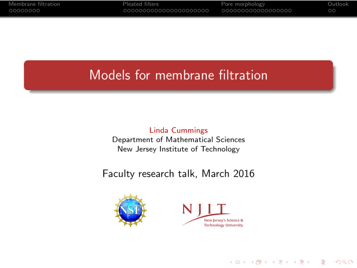 models for membrane filtration
