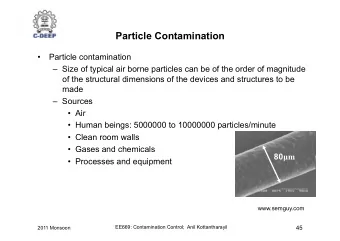 Particle Contamination   Particle contamination  Size of typical air borne particles can be