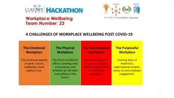 Workplace Wellbeing  Team Number: 23  4 CHALLENGES OF WORKPLACE WELLBEING POST COVID-19  The