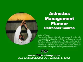 TSI  www.TSItraining.com  Call 1-866-666-8438  Fax 1-866-813 -9804  Asbestos Management Planner