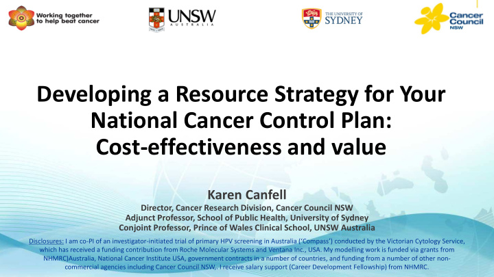 developing a resource strategy for your national cancer