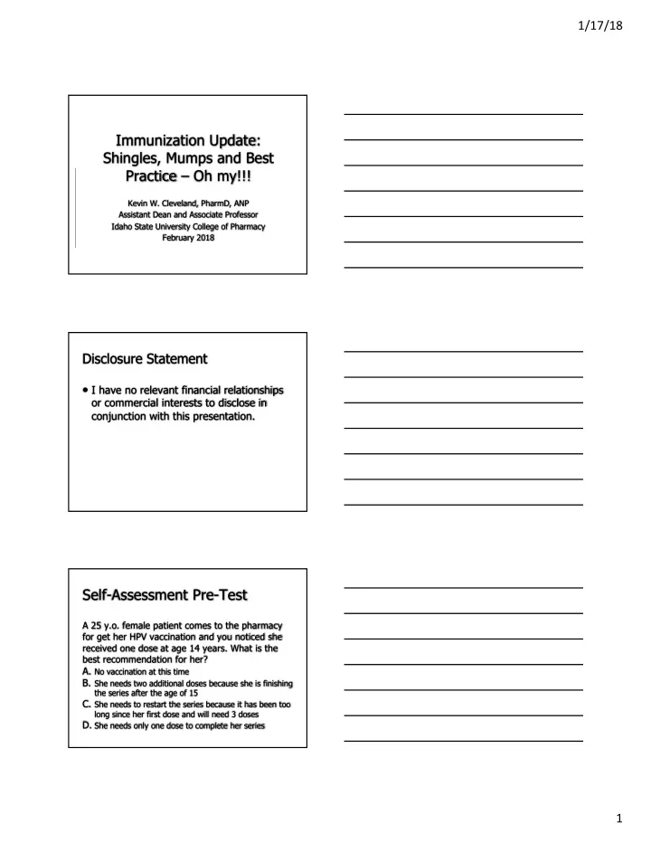 immunization update shingles mumps and best practice oh my
