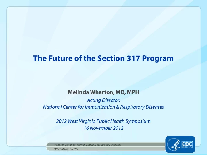 melinda wharton md mph acting director national center