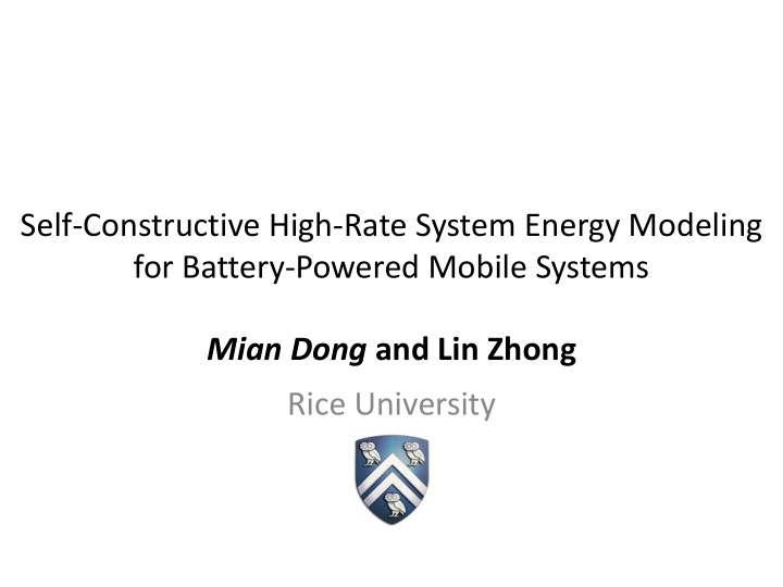 self constructive high rate system energy modeling for