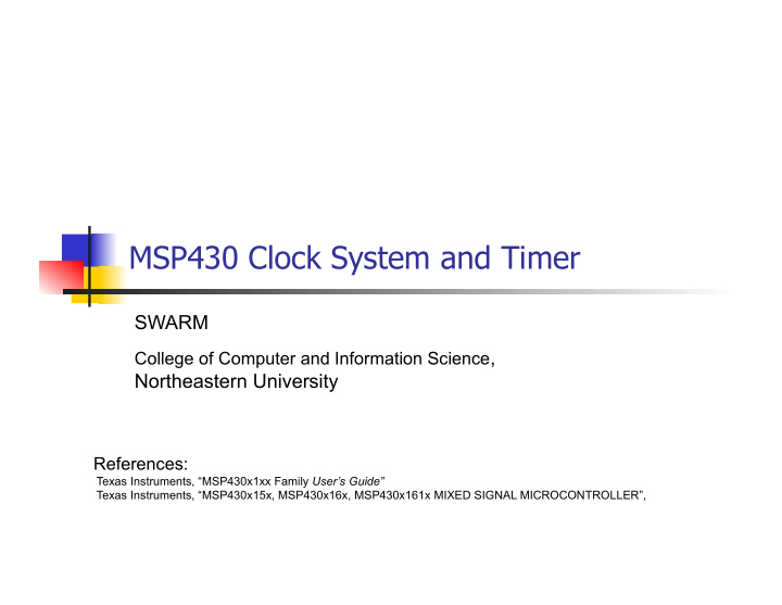 msp430 clock system and timer