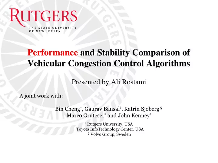 performance and stability comparison of vehicular