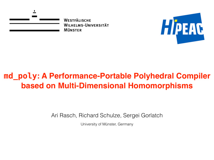 md poly a performance portable polyhedral compiler based