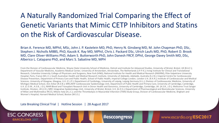 genetic variants that mimic cetp inhibitors and statins