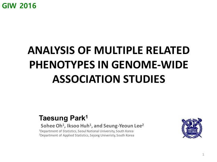 analysis of multiple related phenotypes in genome wide