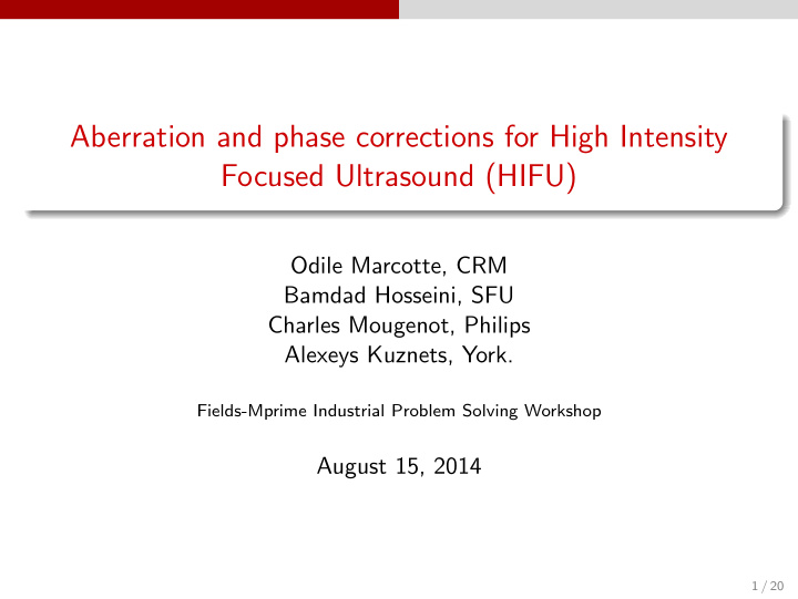 aberration and phase corrections for high intensity