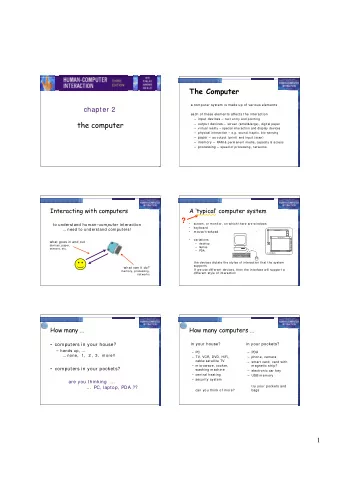 The Computer  a com puter system  is m ade up of various elem ents  chapter 2  each of these elem