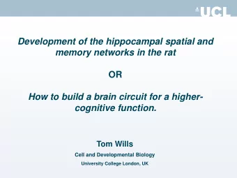 OR  How to build a brain circuit for a higher-  cognitive function.  Tom Wills  Cell and