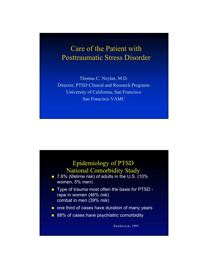 care of the patient with posttraumatic stress disorder