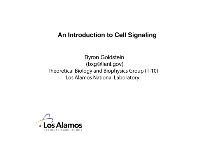 an introduction to cell signaling outline 1 question how