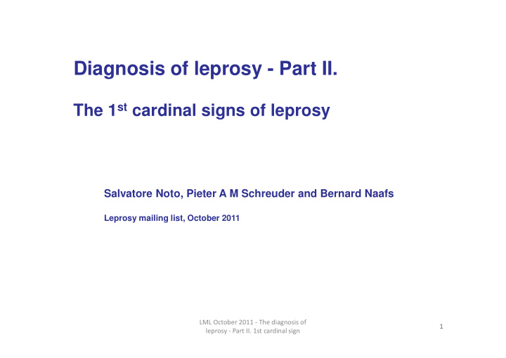 diagnosis of leprosy part ii