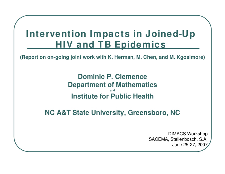 intervention impacts in joined up intervention impacts in