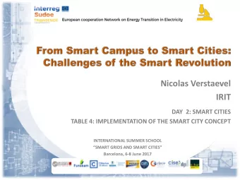 Nicolas Verstaevel  IRIT  DAY  2: SMART CITIES  TABLE 4: IMPLEMENTATION OF THE SMART CITY CONCEPT