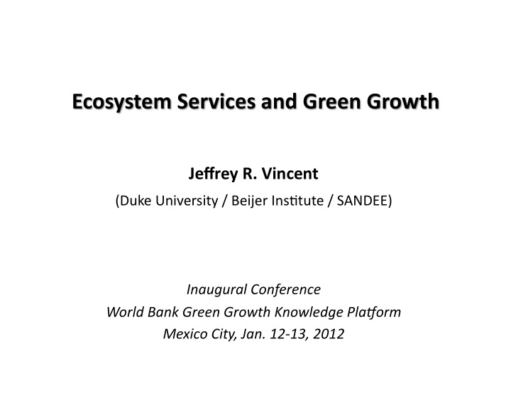 ecosystem services and green growth