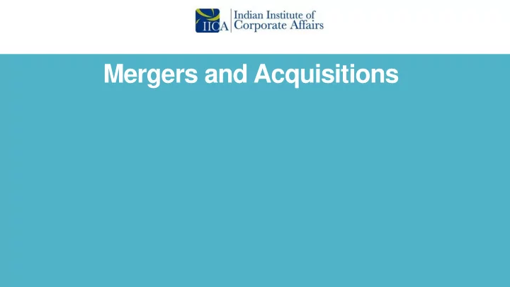 mergers and acquisitions