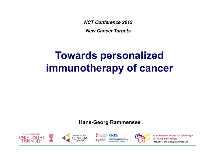 towards personalized p immunotherapy of cancer