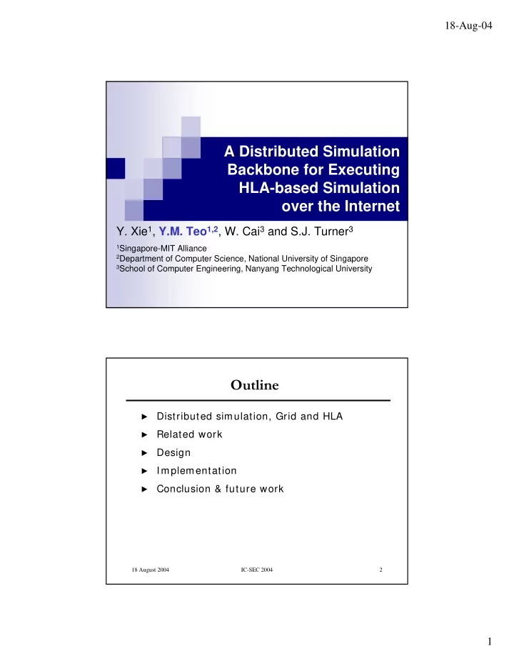 a distributed simulation backbone for executing hla based