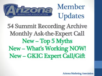 Updates  54 Summit Recording Archive  Monthly Ask-the-Expert Call New  Top 5 Myths New