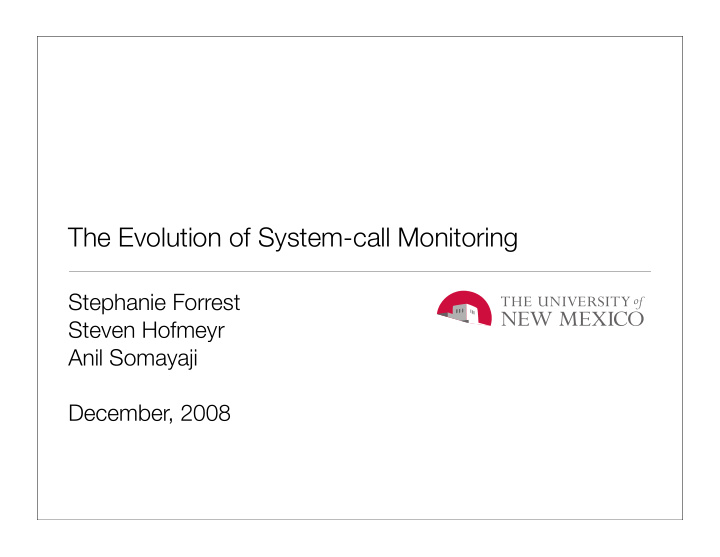 the evolution of system call monitoring