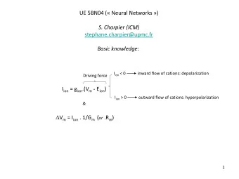 UE 5BN04 ( Neural Networks )  S. Charpier (ICM)  stephane.charpier@upmc.fr  Basic knowledge: I