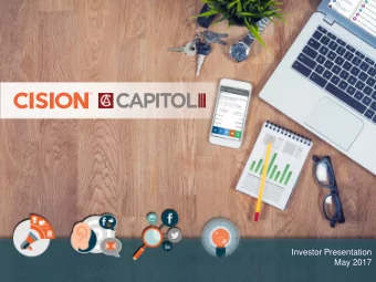 Investor Presentation  May 2017  Disclaimer THIS PRESENTATION HAS BEEN PREPARED FOR USE BY CAPITOL