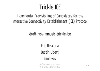 Trickle ICE  Incremental Provisioning of Candidates for the  Interactive Connectivity Establishment