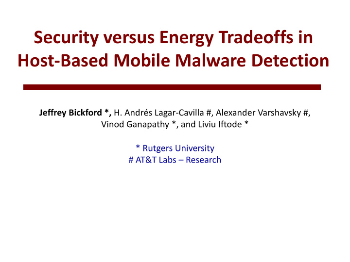 security versus energy tradeoffs in