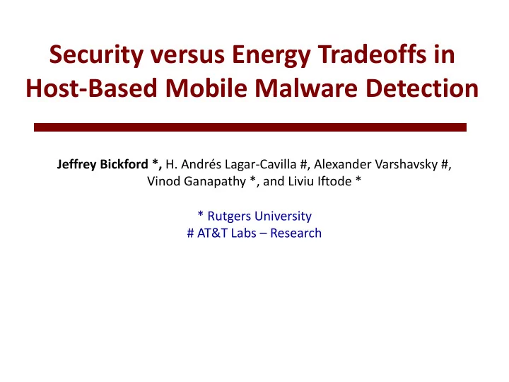 security versus energy tradeoffs in