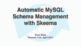 Automatic MySQL  Schema Management  with Skeema  Evan Elias  Percona Live, April 2017  What is