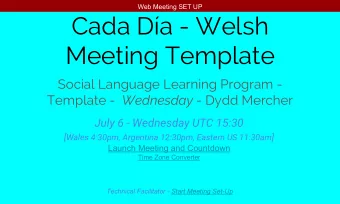 Cada Da - Welsh  Meeting Template  Social Language Learning Program - Template - Wednesday - Dydd