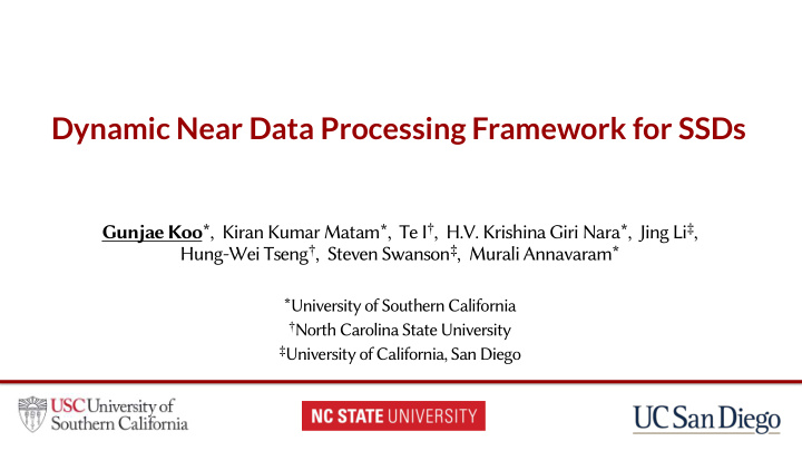 dynamic near data processing framework for ssds